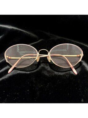 Vintage Tura Japan MOD M725 BLU 50D18 Eyeglass Frames Oval Pink Gold Metal